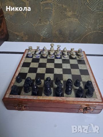 Декоративен шах20/20 от камък, снимка 3 - Шах и табла - 46254137