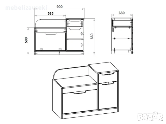 Нов! Шкаф за обувки Компанит ТО-12, снимка 8 - Шкафове - 53807576