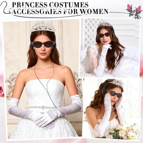Нов Хелоуин/косплей принцески сет – корона тиара, ръкавици, очила, слушалки, снимка 6 - Други - 53650021