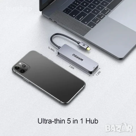 QGeeM USB C хъб 5 в 1, USB C към HDMI адаптер, 4K HDMI, SD/TF, снимка 5 - Кабели и адаптери - 50511242
