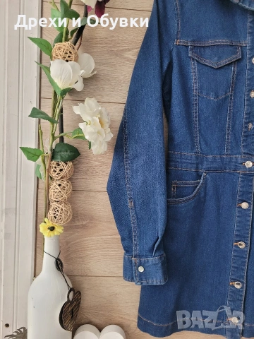 Дънкова рокля тип риза ZARA , снимка 4 - Рокли - 54096017