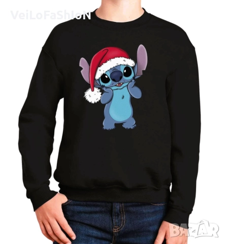 Нова детска ватирана коледна блузка със Стич (Stitch)