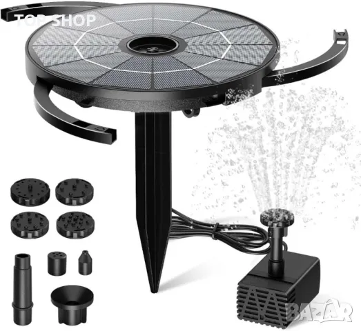 Соларен воден фонтан AISITIN Направи си сам, 2,8 W с фиксирана скоба и 6 стила фонтан, снимка 4 - Други стоки за дома - 49473345