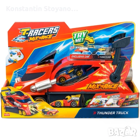 Голям Комплект за игра T-Racers - Thunder Truck, снимка 2 - Коли, камиони, мотори, писти - 54276482