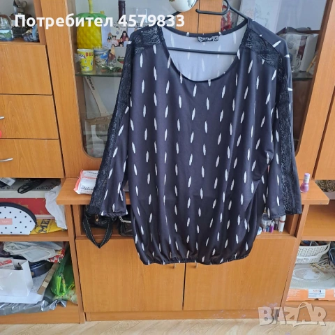 Черна дамска блуза, снимка 2 - Блузи с дълъг ръкав и пуловери - 54147570