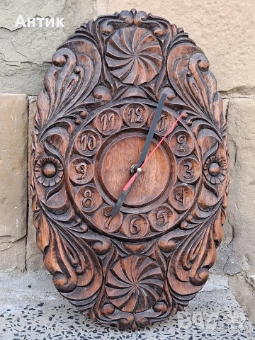 Красив Стенен Часовник Дърворезба от Соца 70'те год., снимка 4 - Антикварни и старинни предмети - 53487360
