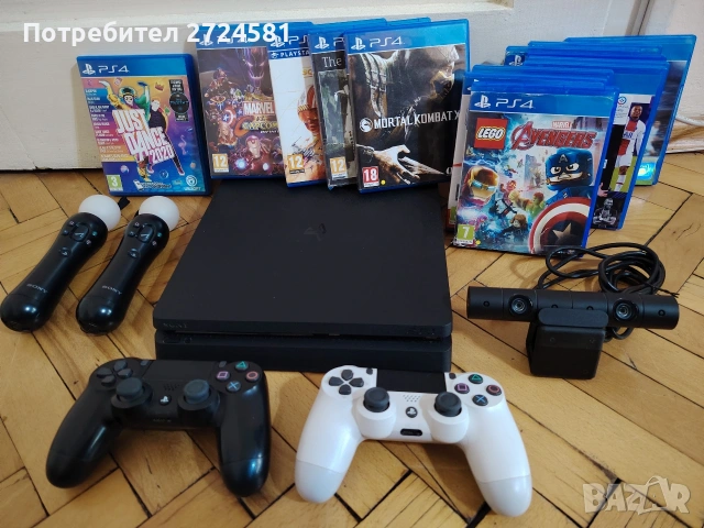 РАЗПРОДАЖБА ! Ps4 slim- 16 игри 2 джойстика 2 муув контролера 1 камера