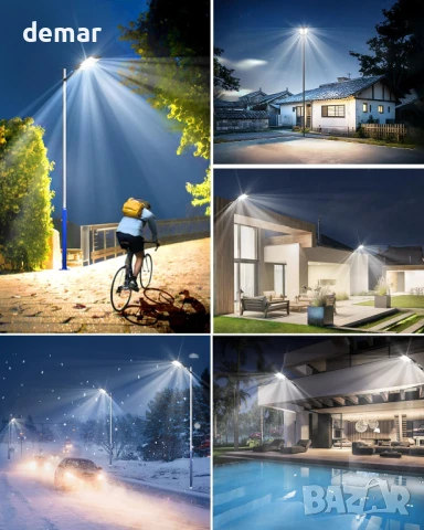 Worshow Соларна улична лампа 1000W, сензор за движение - 864LED 6500K, дистанционно, IP65, снимка 7 - Соларни лампи - 51157192