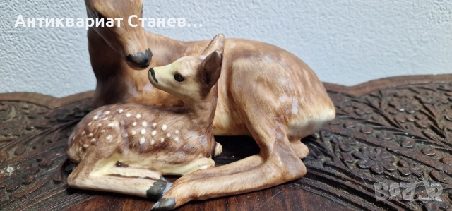🦌 Порцеланова фигура „Сърна с малко“ – Goebel, W. Germany , снимка 3 - Колекции - 52869431