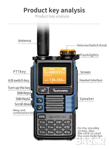 Радиостанция Quansheng UV-K6 / жълта, снимка 11 - Оборудване и аксесоари за оръжия - 50262961