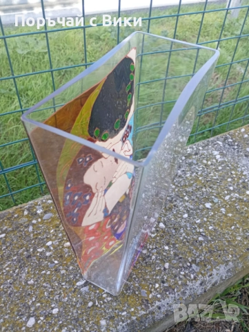 Стъклена ваза ръчна изработка, снимка 5 - Вази - 52324300