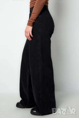 Дамски черни дънки с висока талия тип чарлстон, снимка 2 - Дънки - 51822762