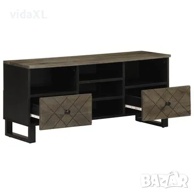 vidaXL ТВ шкаф, черен, 100x33x46 см, мангово дърво масив（SKU:4017702）, снимка 2 - Шкафове - 49129519