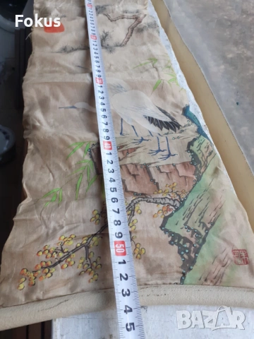 Стара китайска висяща картина върху коприна, снимка 7 - Антикварни и старинни предмети - 53394772