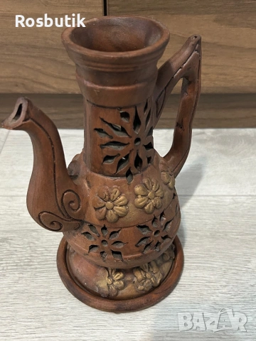 Декоративен глинен съд /ваза за сухи цветя/ свещник , снимка 3 - Вази - 53353187