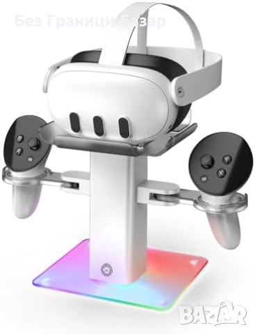 Нова Зареждаща стойка за Meta Quest 3S 3 2 Pro с LED RGB VR док станция, снимка 7 - Аксесоари - 54104644