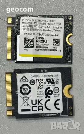 512GB SSD Phison P0221 M2-2230 (nVme,Gen4x4,DP/N:RK2PJ), снимка 2 - Твърди дискове - 48067849