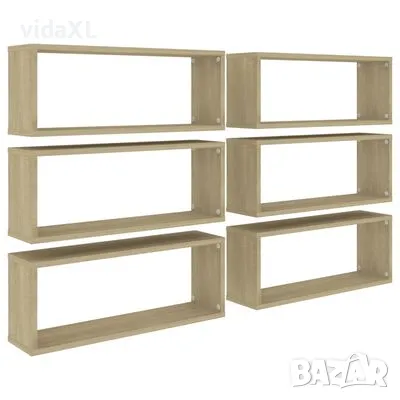 vidaXL Стенни кубични рафтове, 6 бр, дъб сонома, 60x15x23 см, ПДЧ(SKU:807144), снимка 1 - Други - 48365663