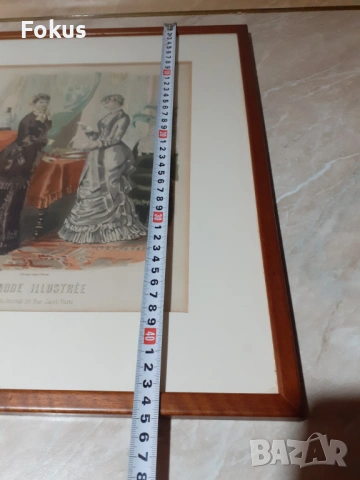 Стара цветна антикварна гравюра в рамка подписана - Франция, снимка 6 - Антикварни и старинни предмети - 53347081