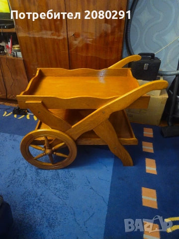 Дървена количка за сервиране или декор , снимка 2 - Градински мебели, декорация  - 53879811