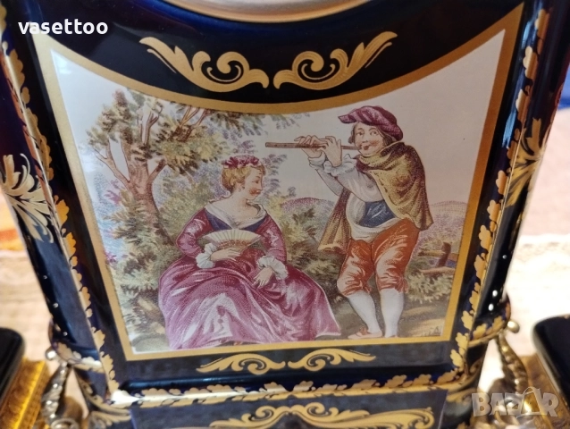 Порцеланов часовник с два свещника, снимка 3 - Антикварни и старинни предмети - 51553660