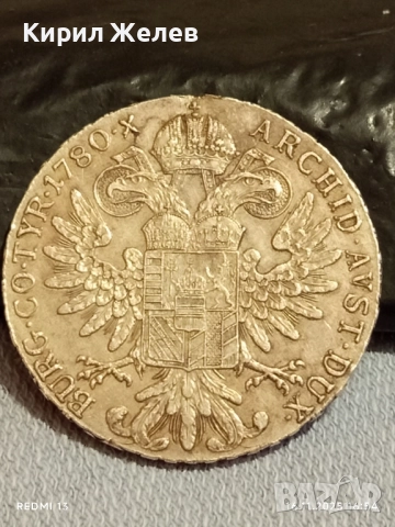 Сребърна монета талер 1780г. Мария Терезия Австро-Унгария рядка за КОЛЕКЦИЯ 52271, снимка 8 - Нумизматика и бонистика - 52432739