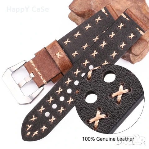 HAND MADE Кожена каишка за Huawei Watch/Samsung/Xiaomi/Garmin/Apple/Amazfit, снимка 8 - Каишки за часовници - 50047083