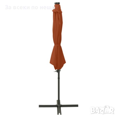 Чадър с чупещо рамо, прът и LED лампи, теракота, 300 см, снимка 5 - Други стоки за дома - 45248281