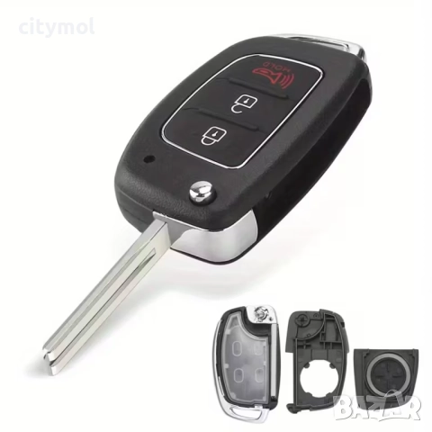 Кутийка за ключ за Hyundai, Santa FE, IX25, IX35, IX45, 2+1 бутона, изкачащо острие