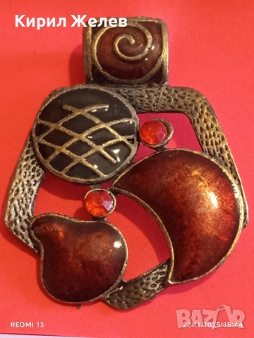 АБСТРАКТНА ВИСУЛКА с ЧЕРВЕН ЕМАЙЛ и КРИСТАЛИ ДИЗАЙНЕРСКО БИЖУ 25226, снимка 6 - Колиета, медальони, синджири - 52503368