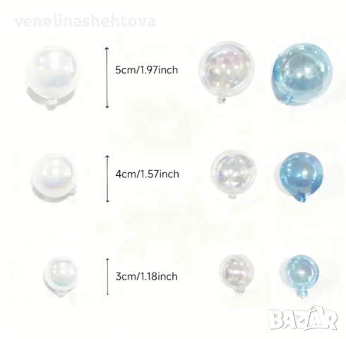 22 броя сапфирено бели прозрачни сини топчета топки за декорация на торта , снимка 3 - Други - 54063544