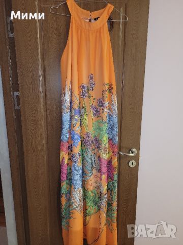 Дълга оранжева рокля, снимка 2 - Рокли - 46238561