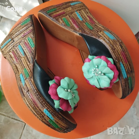 дамски чехли естествена кожа 40 номер, размер, снимка 3 - Чехли - 50774272