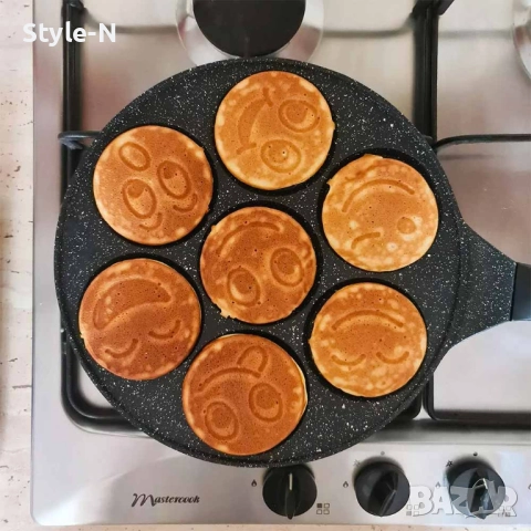 Тиган с усмивки за палачинки или омлет, 26см, незалепващо мраморно покритие, Ruhhy, снимка 10 - Съдове за готвене - 51689606