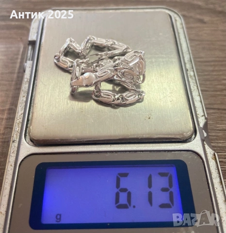 Сребърна гривна проба 925 с декоративни звена, снимка 3 - Гривни - 53784550