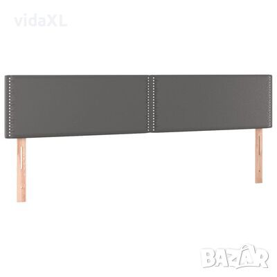 vidaXL Горни табли за легло 2 бр сива, 100x5x78/88 см, изкуствена к（SKU:345996ожа, снимка 1 - Спални и легла - 46333518