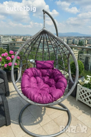 Люлка-градинска люлка -висяща, тип яйце-гнездо, снимка 3 - Градински мебели, декорация  - 52235867