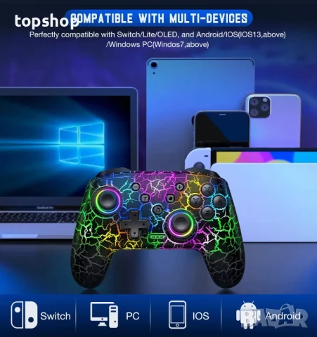 НОВ джойстик Gammeefy Switch Controller, Wireless Switch Pro Controller за Nintendo Switch/Lite/OLED, снимка 7 - Джойстици и геймпадове - 50494714