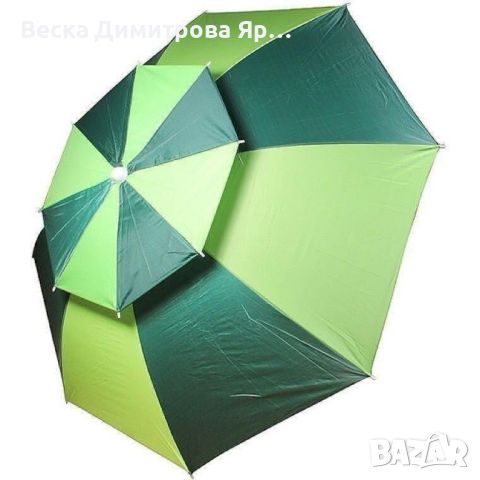 Двуцветен кръгъл плажен чадър Muhler, снимка 1 - Градински мебели, декорация  - 46441334