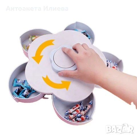 Пет сгъваеми купички във формата на цвете със специална поставка за телефон, снимка 1