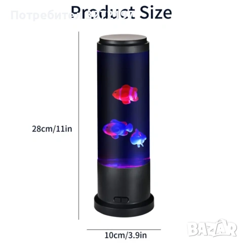 EDIER LED нощна лампа - аквариум с движещи се рибки, снимка 7 - Декорация за дома - 54092213