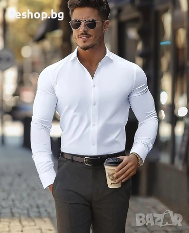 Мъжка вталена риза DEMEANOR бяла класическа размер S