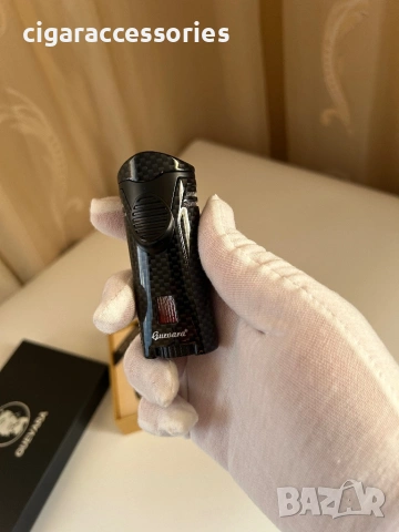 Луксозен подаръчен комплект за пури – карбон, резачка и запалка, снимка 2 - Запалки - 53152665