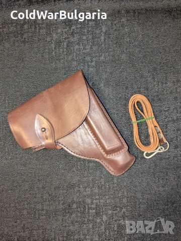 Кожен кобур за пистолет Макаров ПМ – българско производство с ремък