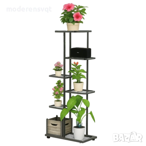 Цветарник стойка 6 етажа за растения лофт черен, снимка 2 - Градински мебели, декорация  - 51656984