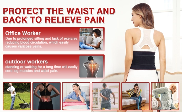 Колан за инфрачервена светлинна терапия за болки в гърба и кръста , снимка 11 - Други - 52396738