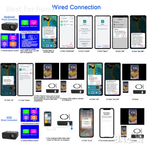 Мини Wifi видео проектор Excited YT300, снимка 11 - Плейъри, домашно кино, прожектори - 46814329