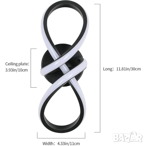 LED Стенна лампа 20W 3000K топла светлина, снимка 5 - Лампи за стена - 51043094