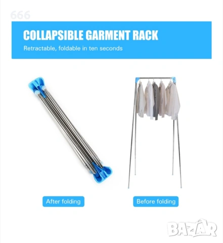 Преносима сгъваема закачалка за дрехи от неръждаема стомана, мини закачалка.