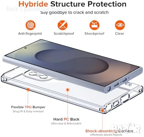 Нов Прозрачен кейс Samsung S25 Ultra 5G + 2 стъкла против удари Защита Самсунг, снимка 4 - Калъфи, кейсове - 51207995